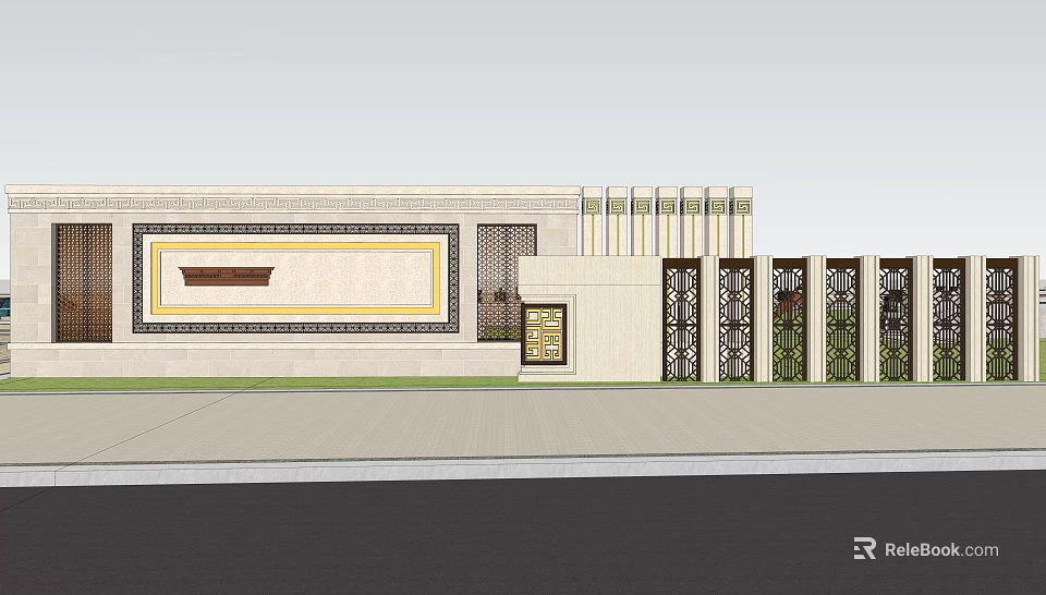 Modern Feature Wall Design With Ornate Patterns And Decorative Panels 3d model