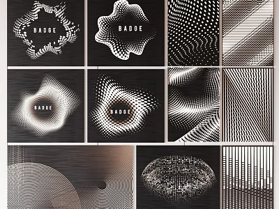 Stylish Bedroom Accent Wall With Black And White Geometric Patterns Lines Dots And Waves 3d model