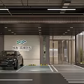 Modern Parking Garage Interior With Parked Cars Directional Arrows And Bright Lighting