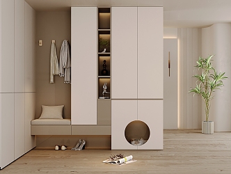 Modern Entrance Shoe Cabinet 3d model