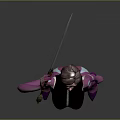 Futuristic Female Game Movie Character Wearing Purple Bodysuit Black Vest And Sword