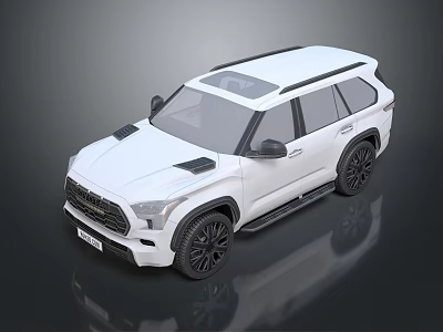 White Toyota SUV With Black Wheels Roof Rack And Rugged Exterior Design 3d model