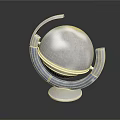 Modern Silver Spherical Decorative Ornament Set With Curved Frame And Transparent Base