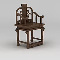 Traditional Chinese Wooden Chair With Ornate Carved Backrest And Armrest Design