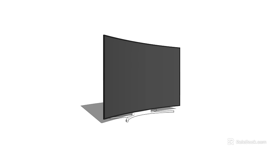 Modern Curved Television With Black Screen Silver Stand And Sleek Contemporary Design 3d model 