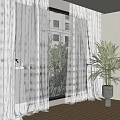 White Sheer Curtains for Living Room Window with Natural Light and Potted Plant