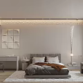 Elegant Modern Bedroom Interior Design With Comfortable Bed Nightstand Lamp Window Curtains And Plant