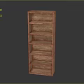 Tall Brown Wooden Bookshelf With Multiple Shelves And Simple Structure
