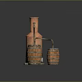 Copper Distillation Still With Wooden Barrels Brewing Equipment Setup