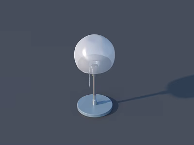 Minimalist Table Lamp With White Spherical Lampshade And Light Blue Base 3d model