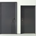 Modern Gray Steel Security Door With Smart Lock And Sleek Design 3d model