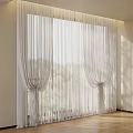 Sheer White Pleated Curtains Tied At Window With Natural Indoor Light