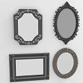 Decorative Wall Mirrors with Ornate Frames in Various Shapes and Designs 3d model