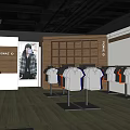 Modern Clothing Store Interior With T Shirts Jackets On Display Racks And Wooden Cabinets