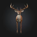 Realistic Standing Deer Sculpture With Large Antlers Brown White Spots