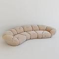 Plush Beige Fabric Curved Irregular Shaped Sofa For Modern Minimalist Living Room Interior Design