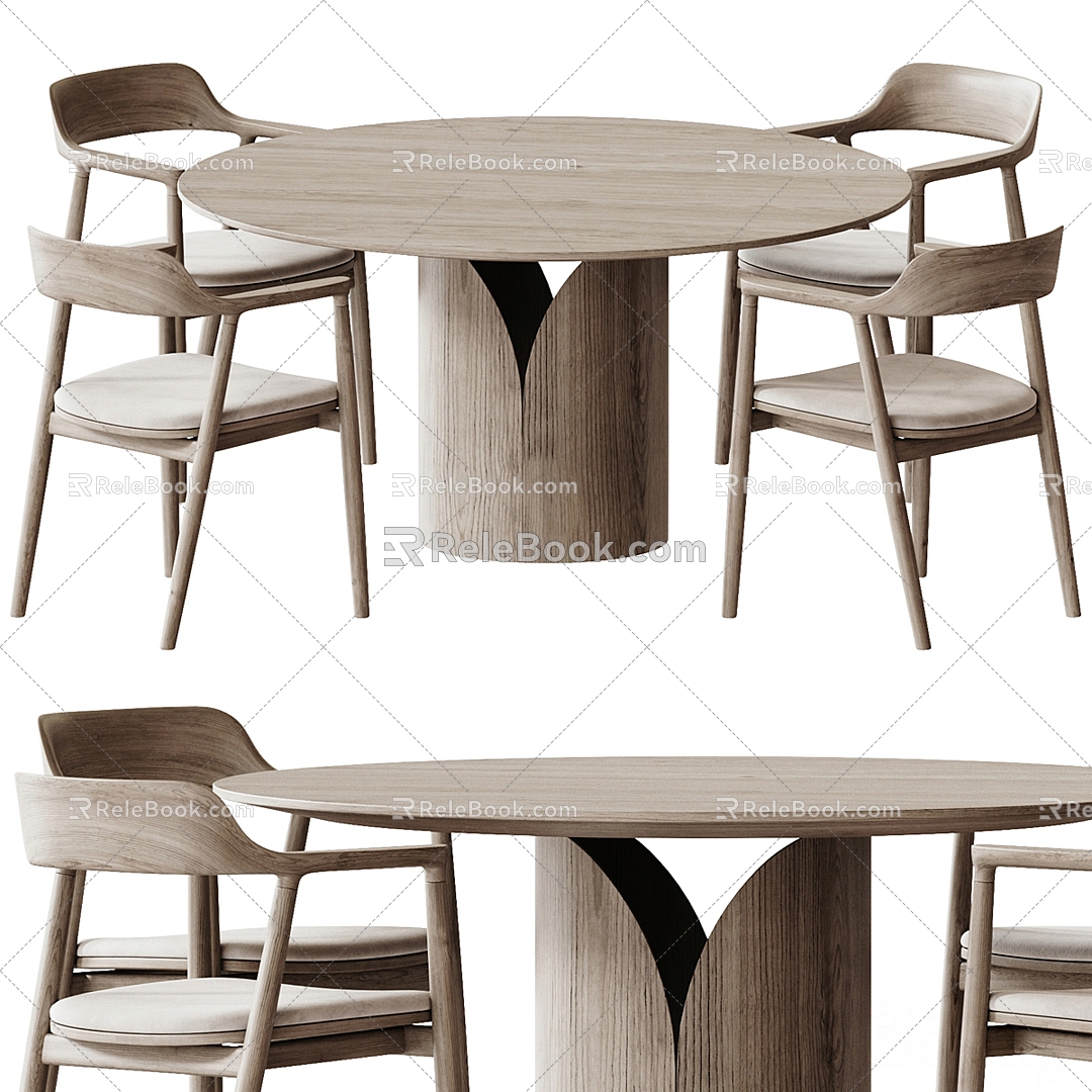 archiproducts Nordic Solid Wood Fabric Dining Table and Chair model