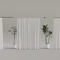 White Hanging Decorative Window Curtains With Green Indoor Plants Home Decor