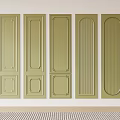 Light Green Wainscoting Panels With Various Designs On White Wall Interior Decor