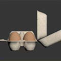 Fresh Brown Eggs In Open Paper Egg Cartons On Black Surface 3d model