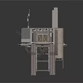 Futuristic Mechanical Floating Platform With Tall Towers And Urban Buildings