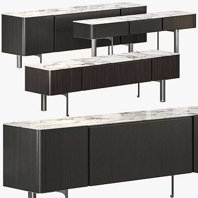 Modern Decorative Cabinet With Marble Top And Metal Legs For Living Room 3d model