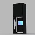 Sleek Black Vertical Cabinet With Blue Purple Gradient Display And White Line Decor