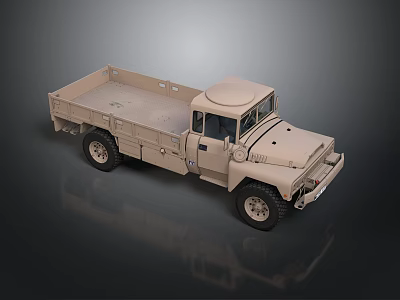 Beige Utility Truck With Open Cargo Bed And Classic Cab Design 3d model
