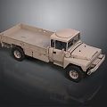 Beige Utility Truck With Open Cargo Bed And Classic Cab Design