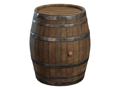 Durable Traditional Wooden Barrel As Agricultural Equipment For Harvest Storage Needs 3d model