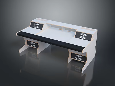Modern Information Service Counter with White Structure Black Top and Multiple Temperature Displays 3d model