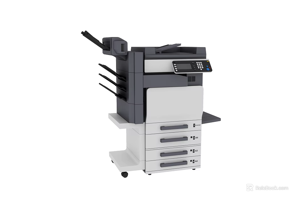 Multifunctional Office Appliance With Print Scan Copy Functions And Multiple Drawers 3d model 