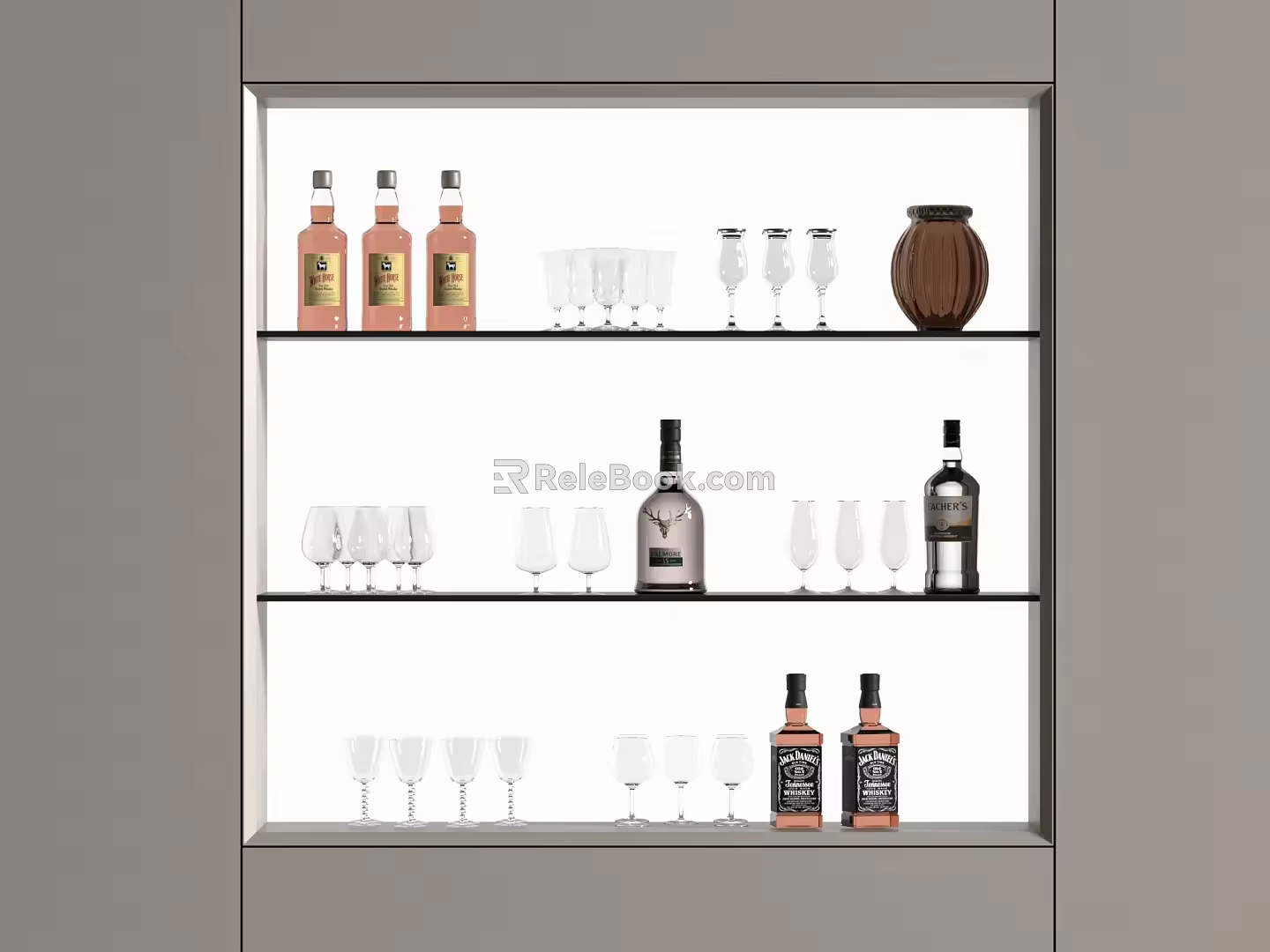 Wine Whiskey Wine with Goblet Drinks 3d model