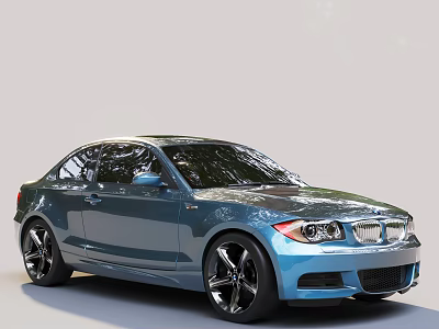 Blue BMW Compact Car With Modern Sleek Exterior And Black Alloy Wheels 3d model