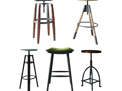 Stylish Modern Bar Stools With Various Designs And Materials For Home Use 3d model
