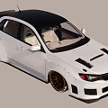 White Modified Car With Black Roof Golden Wheels And Racing Style Body Kit