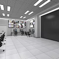 Command Control Room of Modern Monitoring Room 3d model