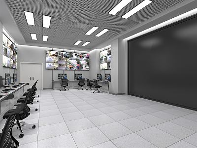 Command Control Room of Modern Monitoring Room 3d model