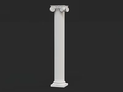 Classical White Roman Column with Detailed Ornate Architectural Capital Design 3d model