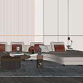 Modern Multiplayer Sofa Coffee Table Combination 3d model