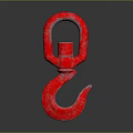 Red Industrial Metal Lifting Hook With Circular Eye And Curved Design For Construction Applications