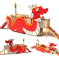 Year of the Dragon Theme Park China Dragon Cartoon Park Children's Slide Crawl Features Equipment 3d model