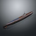Vintage Military Submarine Watercraft With Streamlined Steel Hull And Conning Tower Design