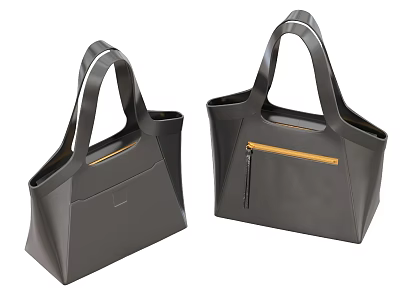 Black Handbags with Structured Handles and Zipper Details Modern Minimalist Design for Daily Use 3d model