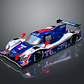 Professional Racing Car Featuring Blue White Red Livery And Aerodynamic Design With Sponsor Logos