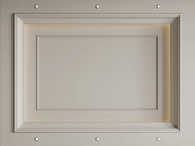 Modern White Ceiling With Framed Design Illuminated Trim And Circular Mounting Points 3d model