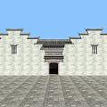Ancient Chinese Architecture Featuring Gray Tiled Roof Square Courtyard And White Walls