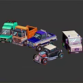 Electric Toy Cars In Vibrant Colors Including Truck Ambulance With Reflective Effect On Black Background