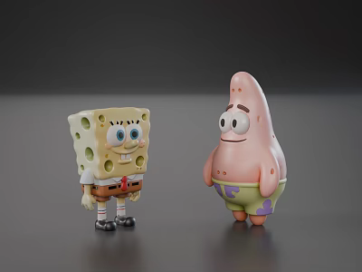 Cartoon animation Q version Spongebob pie star ornaments hand-held 3d model