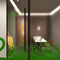 Green Themed Meeting Room Glass Door With Icon And Number 2 Interior